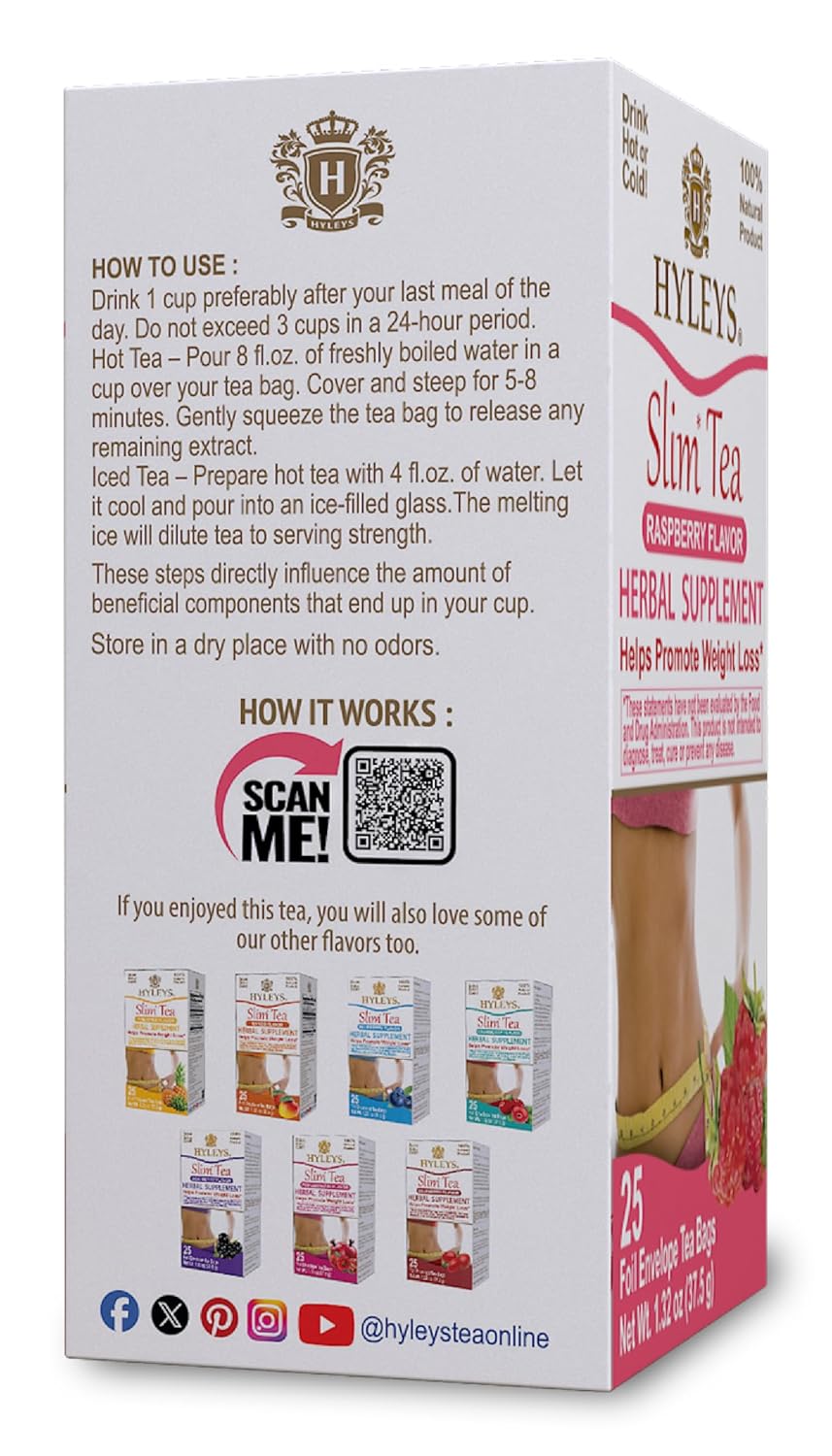 HYLEYS SLIM TEA RASPBERRY 1.32oz - Authentic Turkish & Mediterranean Food | TG Gourmet