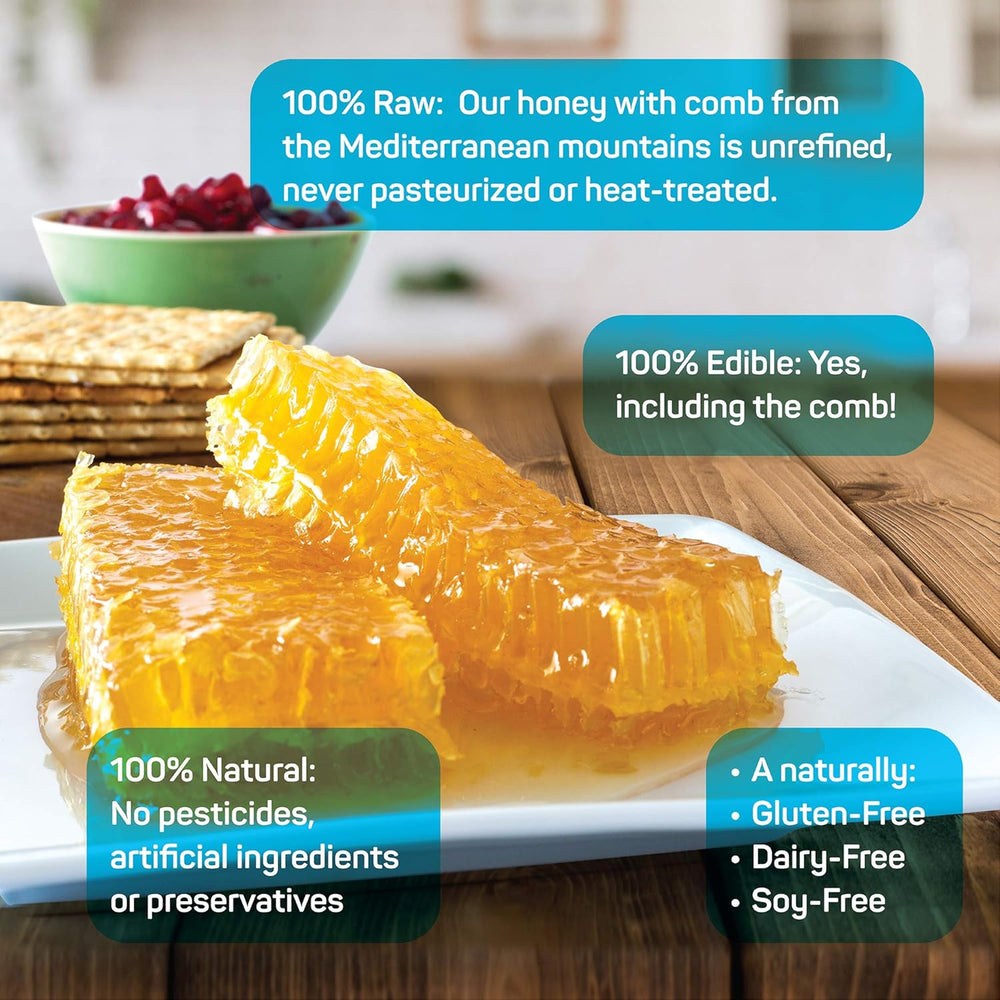 Kosher honeycomb honey 400g box packaging from Papa Palermo