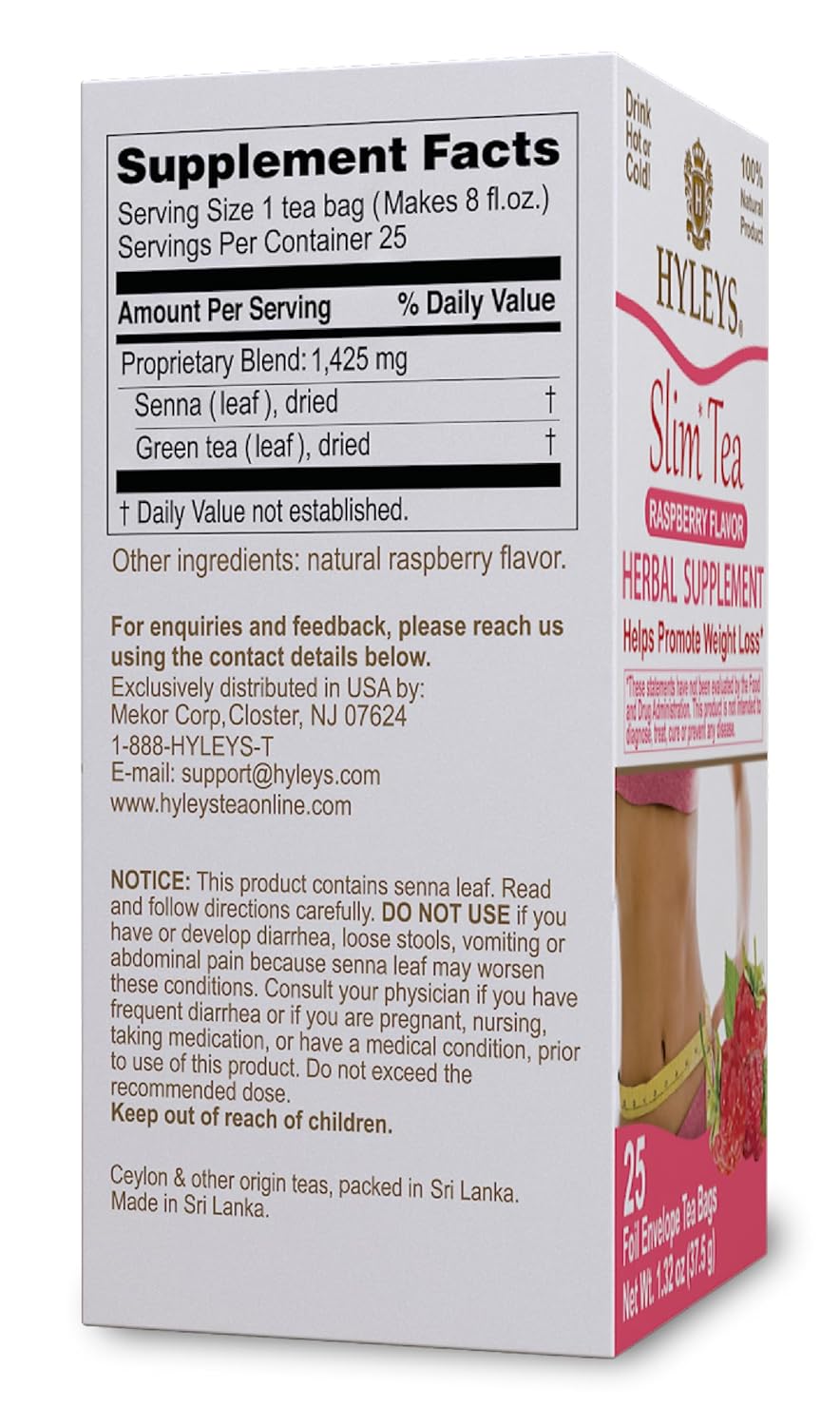 HYLEYS SLIM TEA RASPBERRY 1.32oz - Authentic Turkish & Mediterranean Food | TG Gourmet