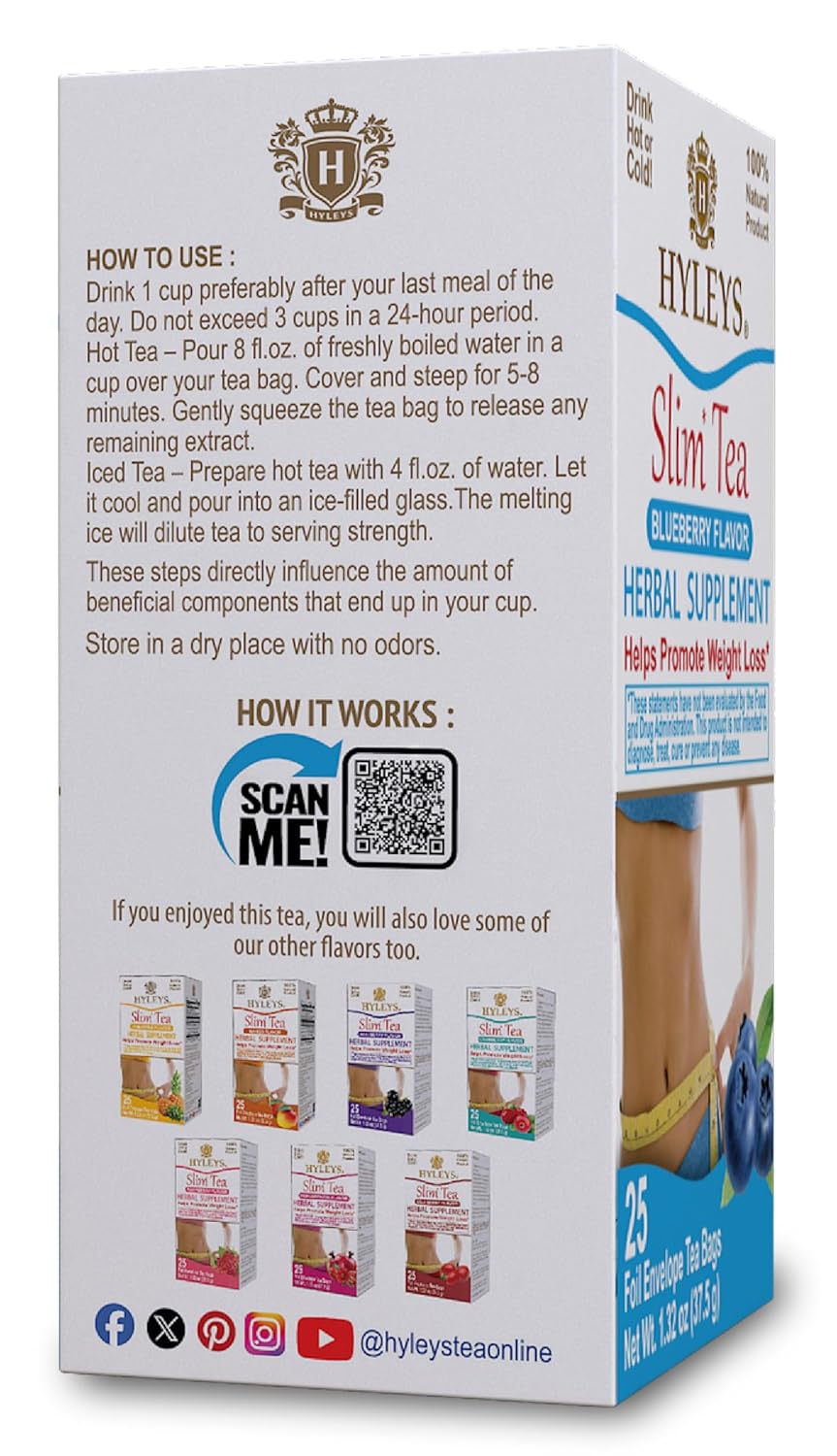 HYLEYS SLIM TEA BLUEBERRY 1.32oz - Authentic Turkish & Mediterranean Food | TG Gourmet