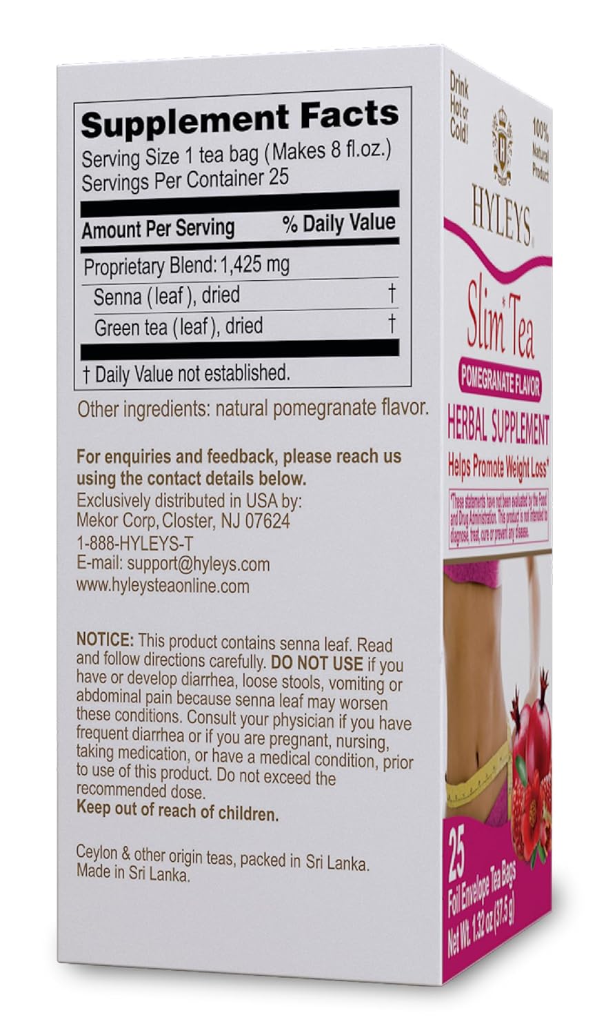 HYLEYS SLIM TEA POMEGRANATE 1.32oz - Kosher - Authentic Turkish & Mediterranean Food | TG Gourmet