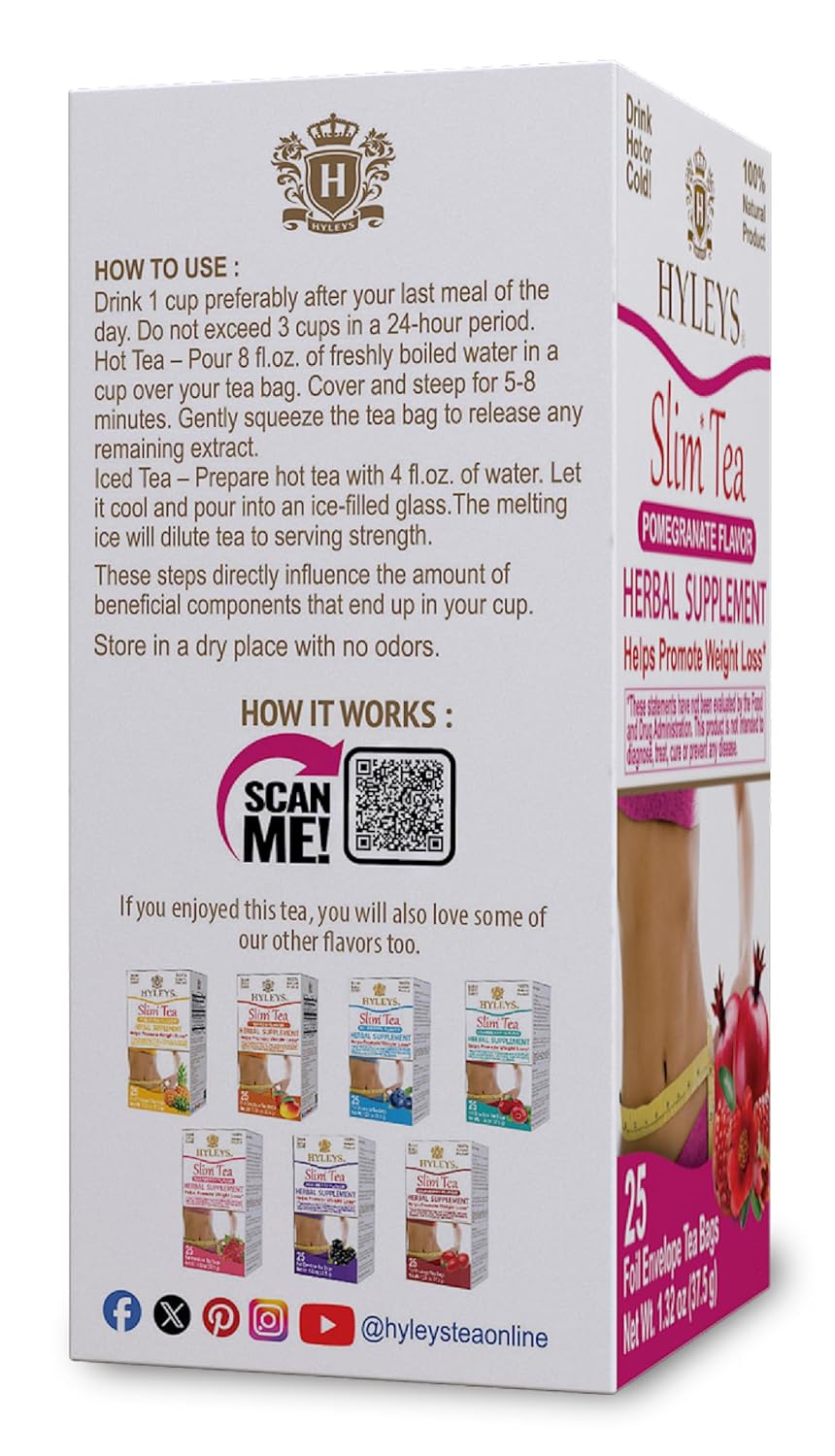HYLEYS SLIM TEA POMEGRANATE 1.32oz - Kosher - Authentic Turkish & Mediterranean Food | TG Gourmet