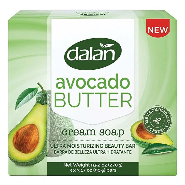 Dalan Cream Soap Avocado Butter 3X90 g (3.2 Oz) - Authentic Turkish & Mediterranean Food | TG Gourmet