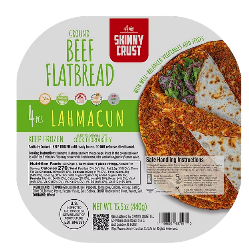 Skinny Crust Lahmacun Ground Beef Flatbread Mild, 4-Piece Pack | TG Gourmet