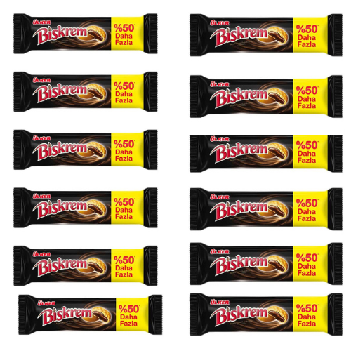 Ulker Biskrem Cookies with Cocoa Cream Fiiling Large Roll 5.29 oz (150 g) x 12 pcs - Authentic Turkish & Mediterranean Food | TG Gourmet