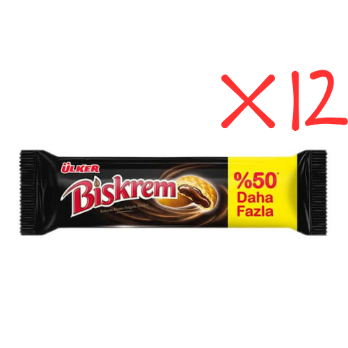 Ulker Biskrem Cookies with Cocoa Cream Fiiling Large Roll 5.29 oz (150 g) x 12 pcs - Authentic Turkish & Mediterranean Food | TG Gourmet