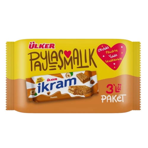 Ulker Ikram Hazelnut Cream Biscuits 3ct x 2.96 oz (84 g) - Authentic Turkish & Mediterranean Food | TG Gourmet