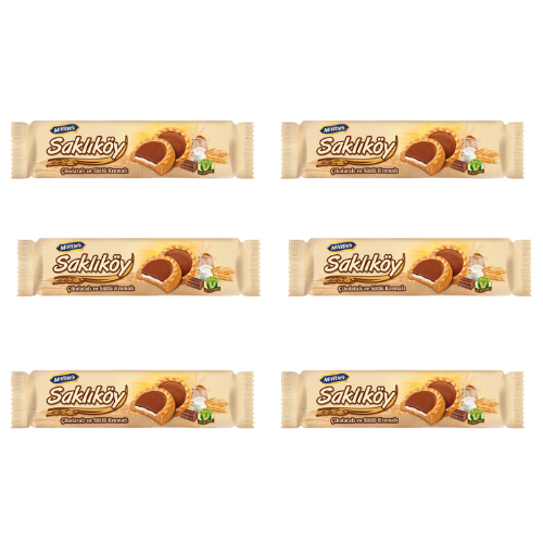 Ulker Saklikoy Milk Chocolate Cream Biscuits 3.53 oz (100 g) x 6 pcs - Authentic Turkish & Mediterranean Food | TG Gourmet