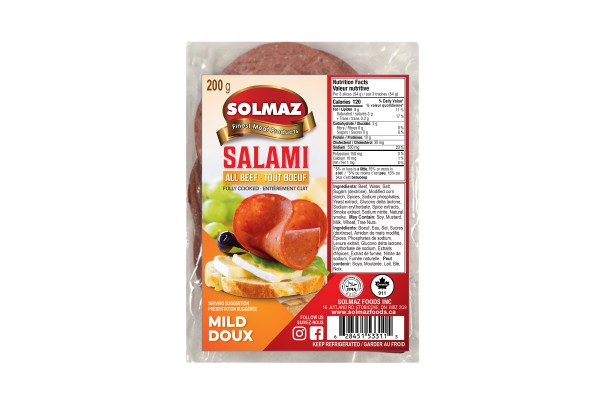 SOLMAZ SLICED BEEF SALAMI MILD (HALAL) 8 OZ (227GR) - Authentic Turkish & Mediterranean Food | TG Gourmet
