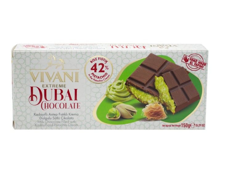 Bonart Vivani Dubai Chocolate – 5.29 oz (150 g) - Authentic Turkish & Mediterranean Food | TG Gourmet