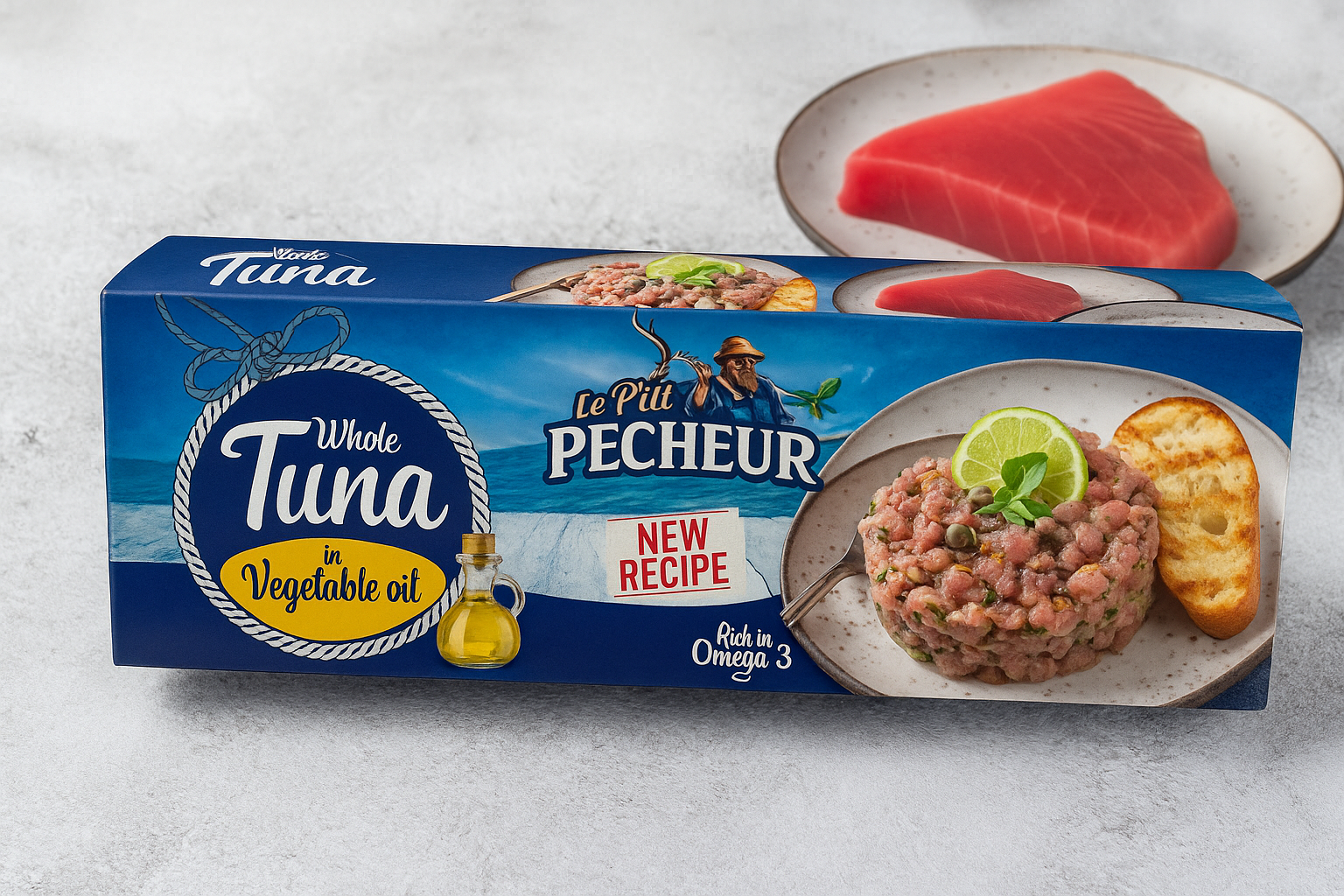 Tuna Fillet P'tit Pecheur In Vegetable Oil 3 x 2.82 oz (80 g) - Authentic Turkish & Mediterranean Food | TG Gourmet