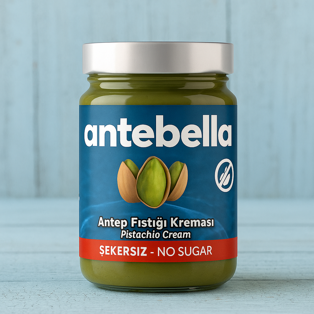 ANTEBELLA SPREADABLE PISTACHIO CREAM WITHOUT SUGAR 200gr - Authentic Turkish & Mediterranean Food | TG Gourmet