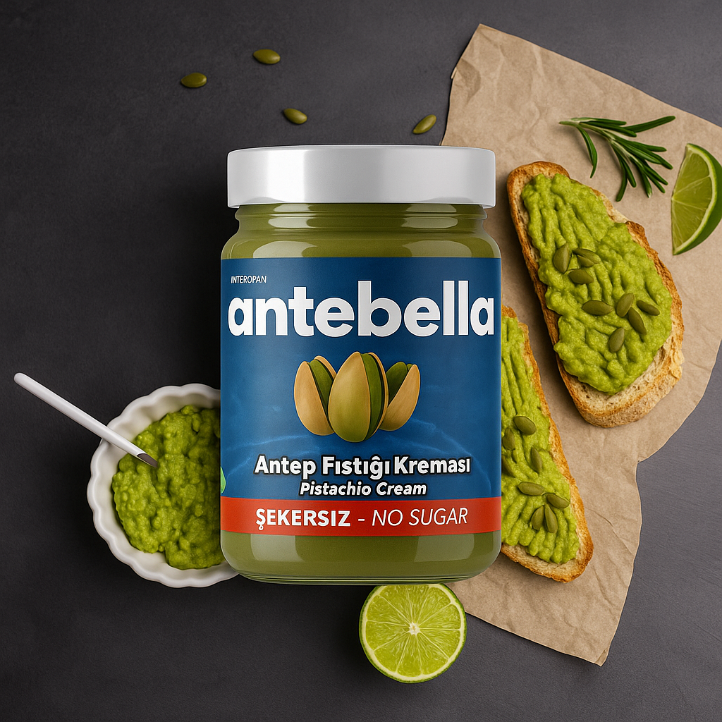 ANTEBELLA SPREADABLE PISTACHIO CREAM WITHOUT SUGAR 200gr - Authentic Turkish & Mediterranean Food | TG Gourmet