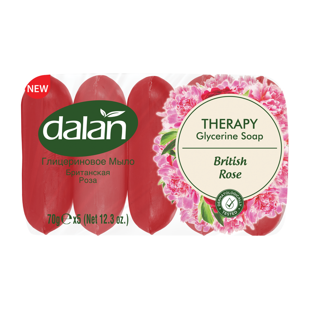 Dalan Glycerine Soap with Wild Roses & Almond Oil 2.47 oz (70g) Bars, 5-Pack | TG Gourmet