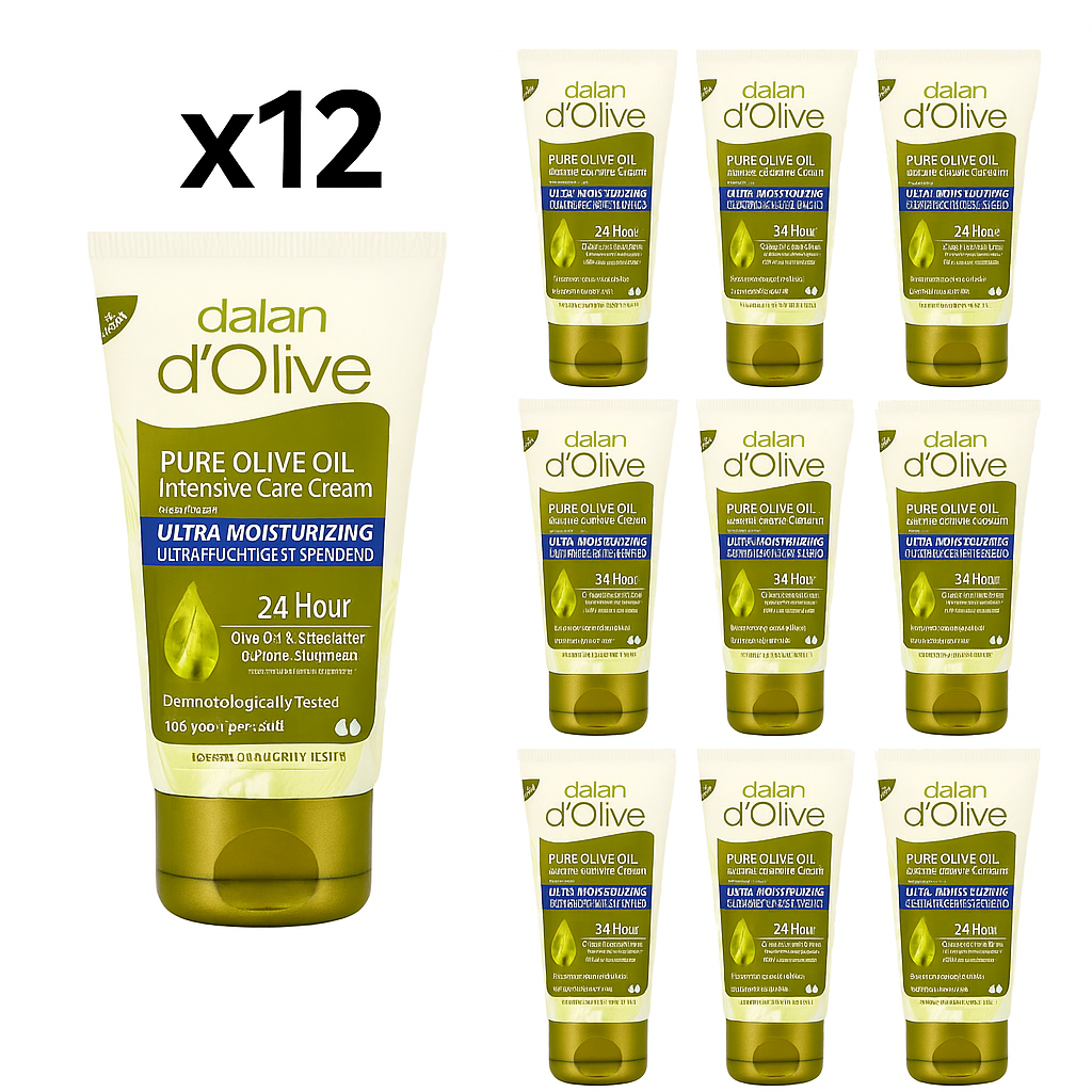 Dalan d'Olive Intensive Care Hand & Body Cream Travel 0.68 fl oz (20 ml), 12-Pack | TG Gourmet