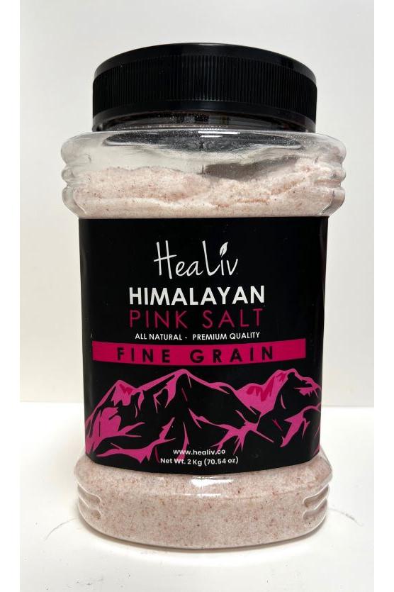Himalayan Pink Salt Fine Grain 70.5 oz (2 kg) Plastic Jar Bulk | TG Gourmet