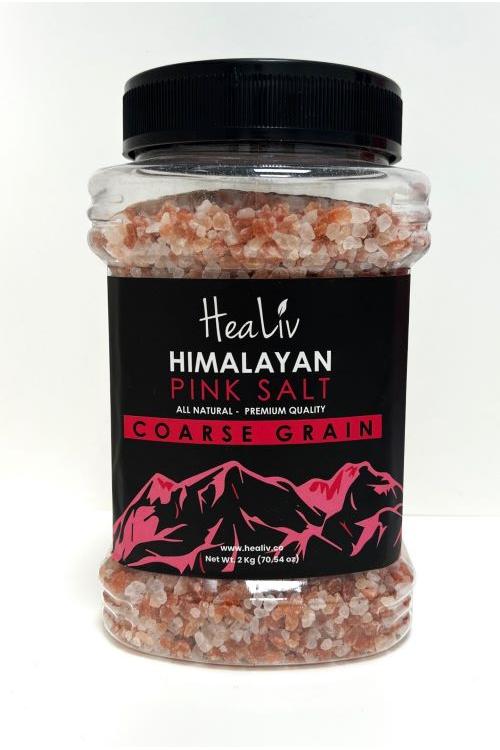 Himalayan Pink Salt Fine-Coarse Mix 70.5 oz (2 kg) Plastic Jar | TG Gourmet