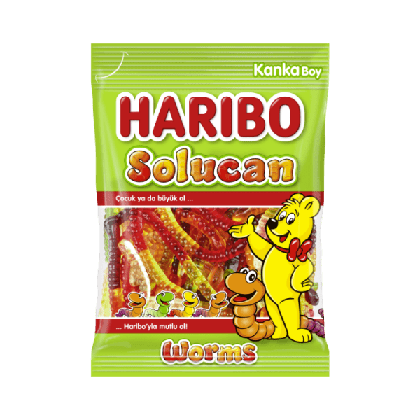 Haribo Worms Gummy Candy 2.82 oz (80g) Big Size Single Bag | TG Gourmet
