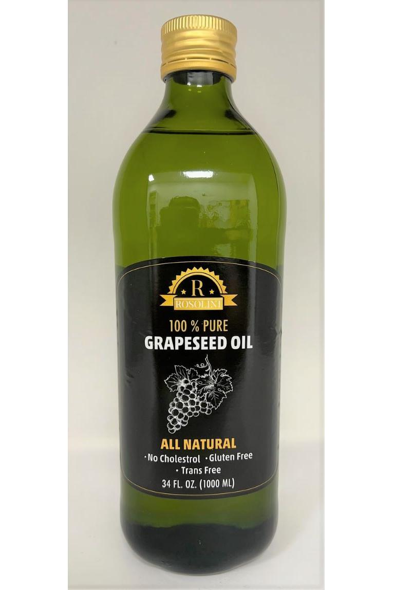 Rosolini 100% Grapeseed Oil 34 fl oz (1 L) Bottle - Light & High-Heat | TG Gourmet