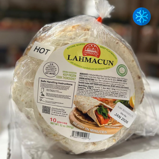 Cappadocia Lahmacun Ground Beef Flatbread Spicy (Hot) 32 oz. x 10 pcs - Authentic Turkish & Mediterranean Food | TG Gourmet