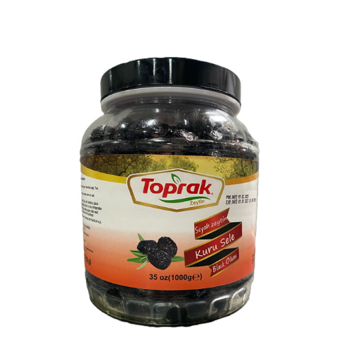 Toprak Oil-Packed Sele Black Olives 201/230, 35.3 oz (1 kg) Jar | TG Gourmet