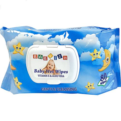 Babyish Wet Towel Wipes Blue 80 ct