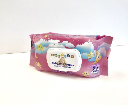 Babyish Wet Towel Wipes Pink 80 ct