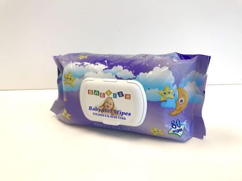 Babyish Wet Towel Wipes Purple 80 ct