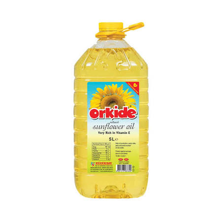 Orkide Refined Sunfower Oil - High Vitamin 5, 135.2 Fl, Oz, (4000ml)