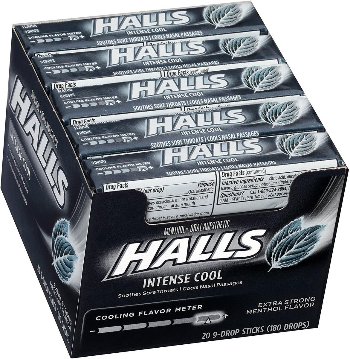 Halls Extra Strong Menthol Cough Drops 9-Drop Sticks, 20-Pack | TG Gourmet