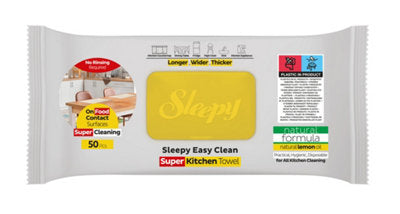 Sleepy Easy Clean Lemon Oil Kitchen Wipes 50 ct