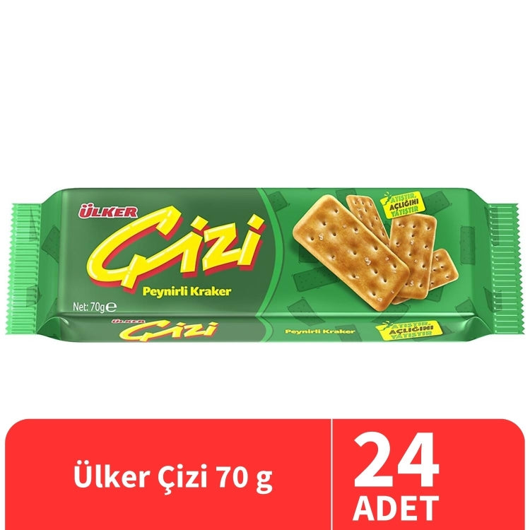 Ulker Cizi Plain Crackers 2.47 oz (70 g) x 24 pcs - Authentic Turkish & Mediterranean Food | TG Gourmet
